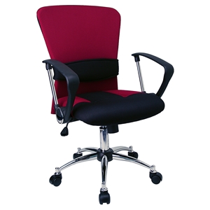 Mid Back Task Chair - Swivel, Burgundy Mesh 