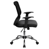 Mid Back Swivel Task Chair - Leather Padded Seat, Black Mesh - FLSH-LF-W95-LEA-BK-GG