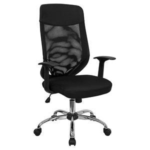 Mesh Executive Swivel Office Chair - High Back, Padded Seat, Black 