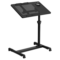 Adjustable Height Steel Mobile Computer Desk - Black