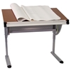 Adjustable Drawing and Drafting Table - Pewter Frame, Cherry - FLSH-NAN-JN-2433-GG