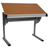 Adjustable Drawing and Drafting Table - Pewter Frame, Cherry - FLSH-NAN-JN-2433-GG