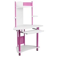 Corner Computer Desk - Hutch, Pink