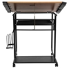 Adjustable Drawing and Drafting Table - Black Frame, Dual Wheel Casters - FLSH-NAN-JN-2739-GG