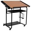 Adjustable Drawing and Drafting Table - Black Frame, Dual Wheel Casters - FLSH-NAN-JN-2739-GG