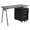 Computer Desk - Glass Top, 3 Drawers, Black - FLSH-NAN-WK-021A-GG