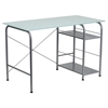 Glass Computer Desk - Open Storage, Clear - FLSH-NAN-WK-086-GG