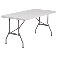 30" x 60" Granite Folding Table - Plastic, White