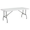 30" x 72" Bi-Fold Granite Folding Table - Plastic, White - FLSH-RB-3072FH-GG