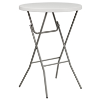 32" Round Granite Folding Table - Bar Height, White Plastic