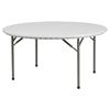 60" Round Granite Table - Folding, White Plastic - FLSH-RB-60R-GG