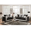 Riverstone Implosion Velvet Sofa Set - Black and Silver - FLSH-RS-4120-06LS-SET-GG