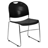 Hercules Series Ultra Compact Stack Chair - Chrome Frame, Black - FLSH-RUT-188-BK-CHR-GG