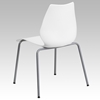 Hercules Series Stack Chair - Lumbar Support, Silver Frame, White - FLSH-RUT-288-WHITE-GG