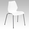 Hercules Series Stack Chair - Lumbar Support, Silver Frame, White - FLSH-RUT-288-WHITE-GG