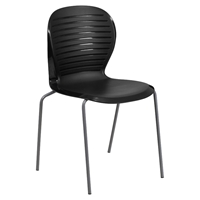 Hercules Series Stack Chair - Black, Silver Frame