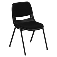 Hercules Series Shell Stack Chair - Padded Seat and Back, Black