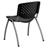 Hercules Series Stack Chair - Titanium Frame, Black Plastic - FLSH-RUT-F01A-BK-GG