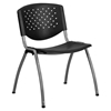 Hercules Series Stack Chair - Titanium Frame, Black Plastic - FLSH-RUT-F01A-BK-GG