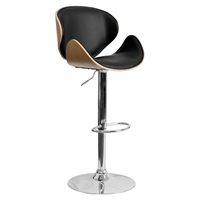 Adjustable Height Barstool - Curved Black Seat and Back