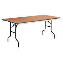 36" x 72" Rectangular Banquet Table - Folding, Natural