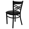 Hercules Series Side Chair - Black Frame, Black Seat, X-Back - FLSH-XU-6FOBXBK-BLKV-GG