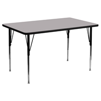 24" x 48" Activity Table - Adjustable Legs, Gray Thermal Fused Top