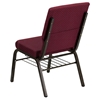 Hercules Series Stacking Church Chair - Gold Vein, Burgundy, Book Rack - FLSH-XU-CH-60096-BYXY56-BAS-GG