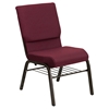 Hercules Series Stacking Church Chair - Gold Vein, Burgundy, Book Rack - FLSH-XU-CH-60096-BYXY56-BAS-GG