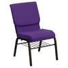 Hercules Series Stacking Church Chair - Book Rack, Purple, Gold Vein - FLSH-XU-CH-60096-PU-BAS-GG