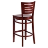 Darby Series Wooden Restaurant Barstool - Mahogany, Slat Back - FLSH-XU-DG-W0108BBAR-MAH-MAH-GG