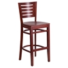 Darby Series Wooden Restaurant Barstool - Mahogany, Slat Back - FLSH-XU-DG-W0108BBAR-MAH-MAH-GG