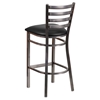 Hercules Series Metal Restaurant Barstool - Clear, Black, Ladder Back - FLSH-XU-DG697BLAD-CLR-BAR-BLKV-GG