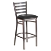 Hercules Series Metal Restaurant Barstool - Clear, Black, Ladder Back - FLSH-XU-DG697BLAD-CLR-BAR-BLKV-GG