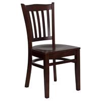 Hercules Series Wooden Side Chair - Mahogany, Vertical Slat Back