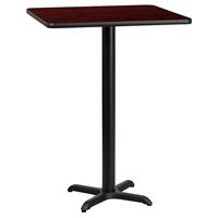 30" Square Bar Table - Mahogany, Black, Pedestal Base