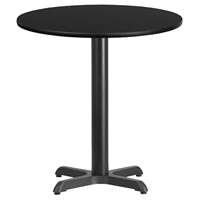 24" Round Dining Table - Black, 22" Pedestal Base