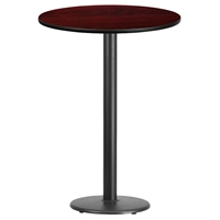 30" Round Bar Table - Mahogany Top, 18" Black Pedestal Base