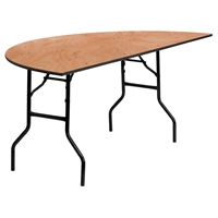 72" Half-Round Banquet Table - Folding, Natural