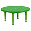 3 Pieces 33" Round Activity Table Set - Adjustable, Green - FLSH-YU-YCX-0073-2-ROUND-TBL-GREEN-R-GG