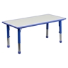 Rectangular Activity Table - Height Adjustable, Blue, Gray - FLSH-YU-YCY-060-RECT-TBL-BLUE-GG