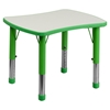 Rectangular Activity Table - Height Adjustable, Gray, Green - FLSH-YU-YCY-098-RECT-TBL-GREEN-GG