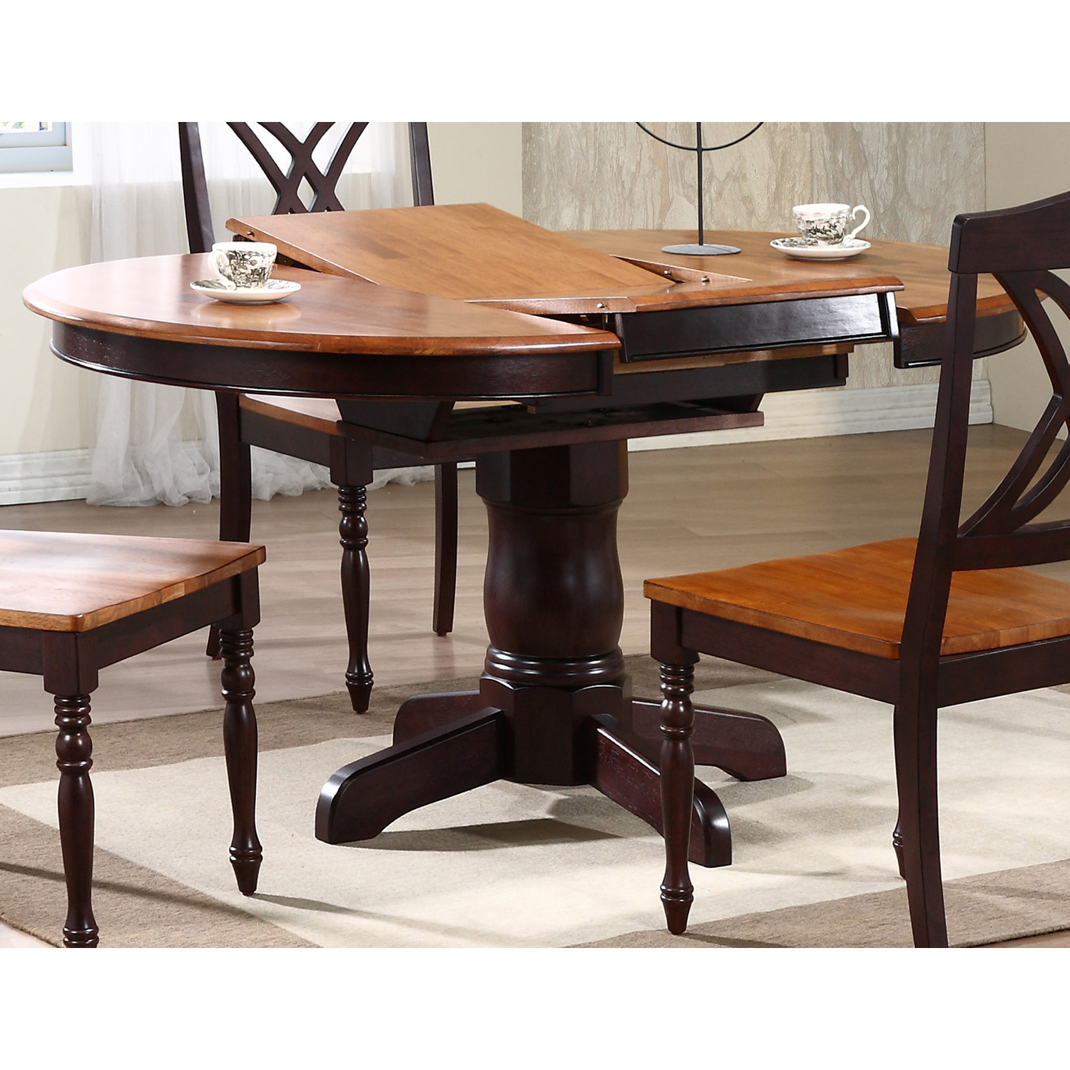 two tone round dining table