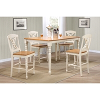 5-Piece Counter Dining Set - Wood Seat, Butterfly Back, Caramel, Biscotti