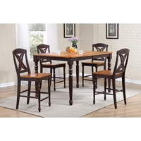 5-Piece Counter Dining Set - Wood Seat, Butterfly Back, Whiskey and Mocha