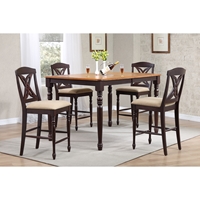 5-Piece Butterfly Back Counter Dining Set - Whiskey and Mocha