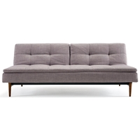 Dublexo Deluxe Tufted Sofa Bed - Walnut Wood, Begum Dark Gray