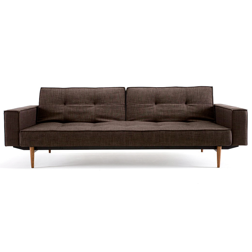 Splitback Deluxe Track Arm Sofa - Convertible, Wood Legs, Brown | DCG ...