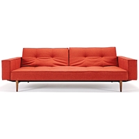 Splitback Deluxe Track Arm Sofa - Convertible, Wood Legs, Orange