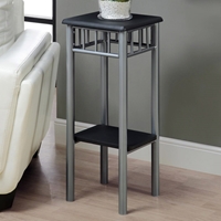 Infinity Plant Stand - Black Top & Shelf, Silver Finished Legs